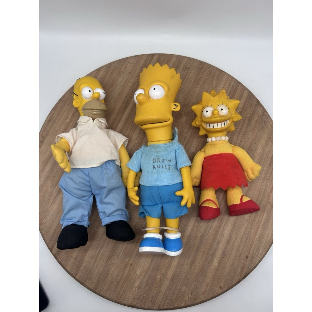 Vintage Lot of 3 The Simpsons Homer Bart Lisa 90s Plush Dolls